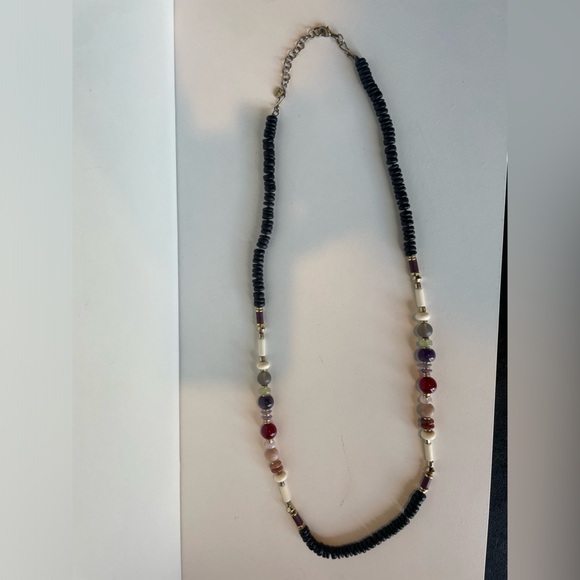 Stella & Dot Long Necklace  amethyst, sunstone, rose agate, grey agate beads - Picture 2 of 9